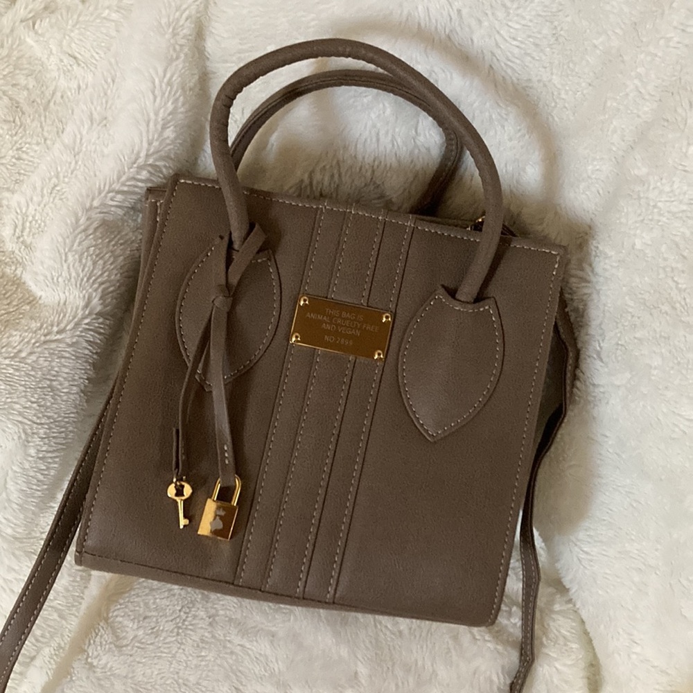 Vegan Cruelty Free Alexandra K Corn Leather Grey Mini Crossbody Purse